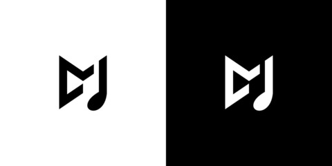 Simple and modern letter M initials Music logo design