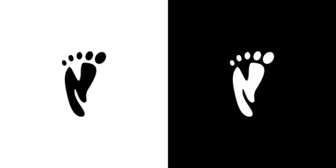 Simple and modern letter N initials footprint logo design