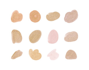 Set orange and brown golden glitter watercolor shapes. 