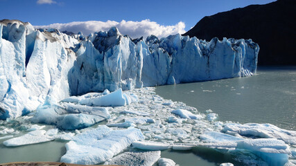 View of ice cliff of Viedma Glacier in Patagonia Chile