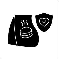 Take away food glyph icon.Take out restaurant food craft burger bag.Contactless safe express cafe order delivery service during pandemic.Filled flat sign. Isolated silhouette vector illustration