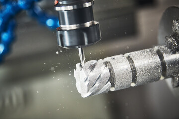Precision machining metal detail on CNC milling machine