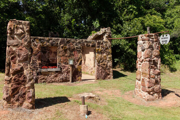 Warwick, Oklahoma, USA. Route 66. Rock of Ages gas station. Oldest known filling station 1920's