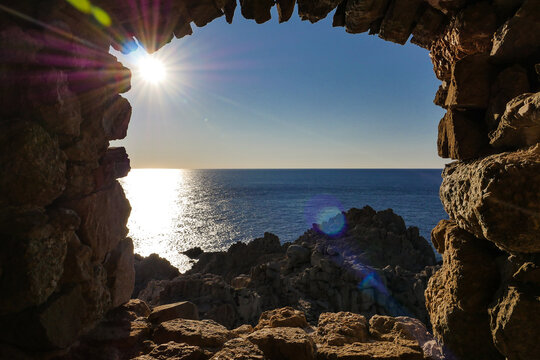 Coastline near Cargese on the Island of Corsica France, Tower of Omigna
