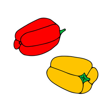 Vector illustration of a red and yellow beautiful bright peppers Isolated on a white background
