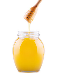 honey with a wooden spoon