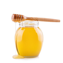 honey with a wooden spoon