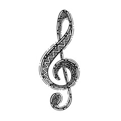 Fototapeta premium Treble clef drawing.Musical concept.music notes Vector illustration.