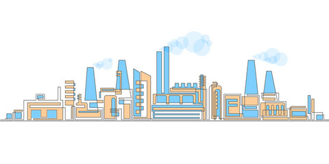Industrial complex with pipes.City factory.Ecology concept.Buildings architecture. vector, illustration.