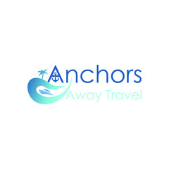 anchor wave and boat abstract logo design