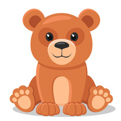 Obraz na płótnie Canvas Brown bear sits and smiles. Bear character