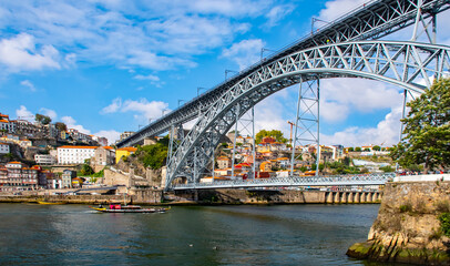 Luis I bridge on the Douro River  in Porto, Portugal.
Panorama of the city of Porto 