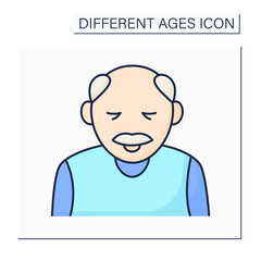 Senior color icon. Life cycle. Old man. Different ages concept. Isolated vector illustration