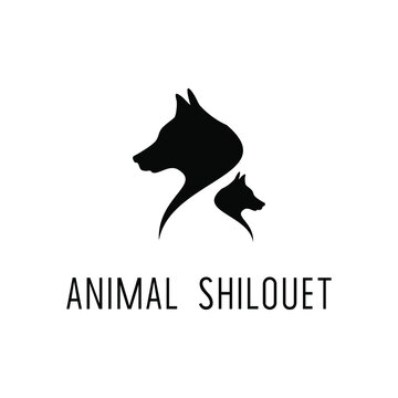 animal shilouette black and white dog logo