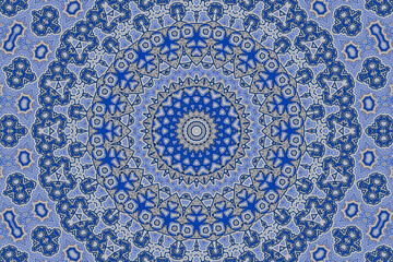 Blue and White Abstract kaleidoscope background. kaleidoscope texture design. multicolor kaleidoscope. Islamic pattern. Mandala pattern. Batik Pattern
