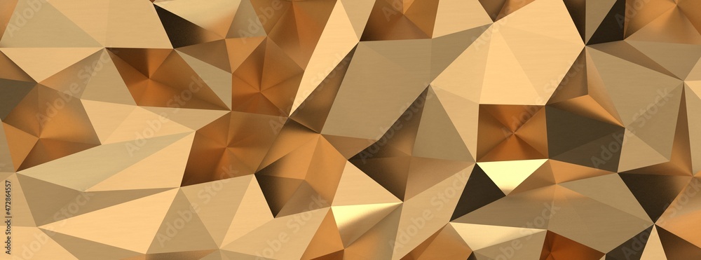 Poster abstract gold polygon background on texture.gold polygon geometric abstract background