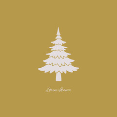 Naklejka premium Spruce, Christmas tree, vector illustration, flat silhouette, isolated element 
