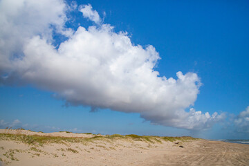 South Padre Island beach and frontal clouds