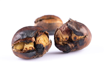 Roasted chestnut	on white background