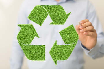 Green recycle sign, three arrows 3D