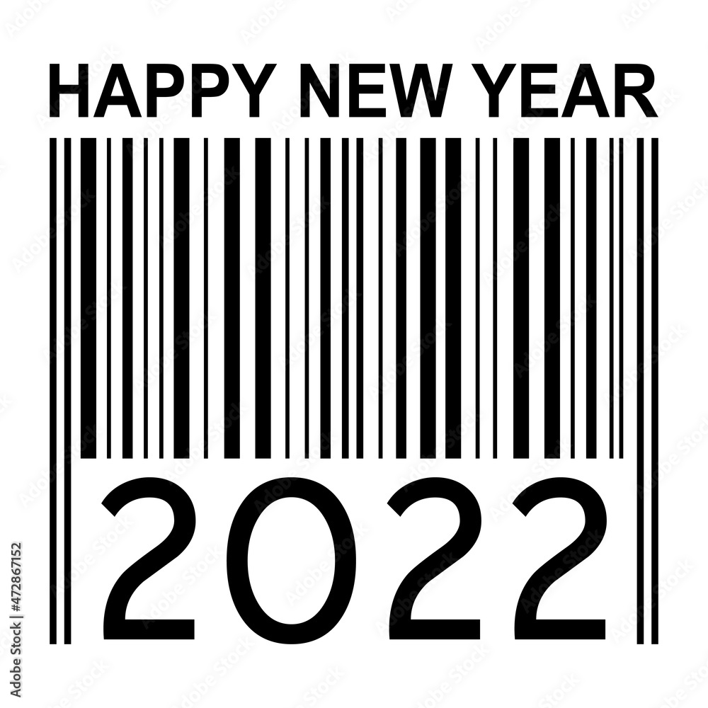 Aufkleber happy new year 2022 business concept vector illustration with bar code