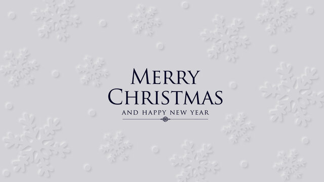 White christmas card with snowflake composition.