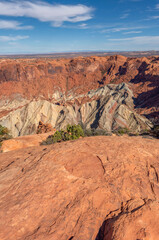 USA, Utah. Canyonlands National Park, Upheaval Dome is the deeply eroded lowest remains of a three mile wide impact crater, Island in the Sky District.