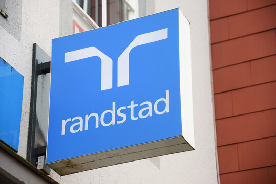 Celle, Lower Saxony, Germany - September 23, 2021:  Randstad logo in Celle, Germany - Randstad is a Dutch multinational human resource consulting firm