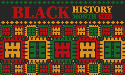 Black History Month in February. African American Culture and History. Celebrated annual in United States and Canada. In October in Great Britain. Vector poster, tradition ornament illustration