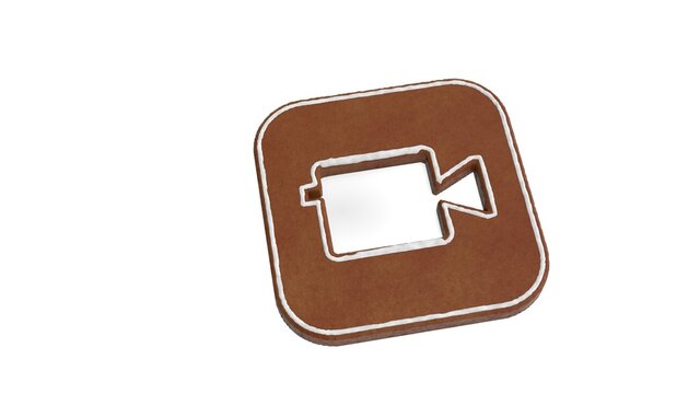 3d rendering of gingerbread icon of camera app isolated on white background
