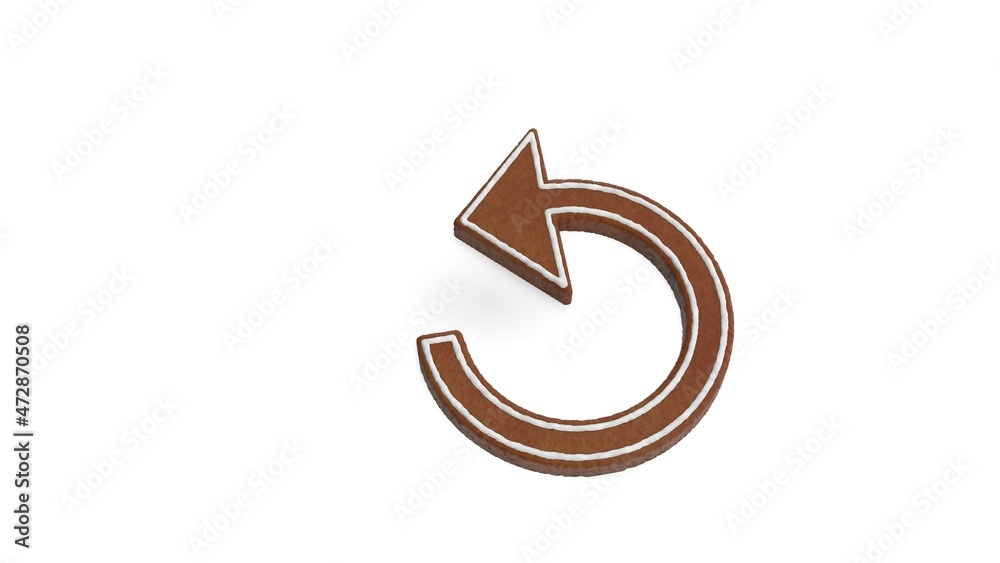 Canvas Prints 3d rendering of gingerbread symbol of refresh arrow isolated on white background