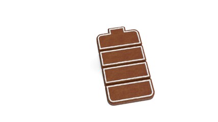 3d rendering of gingerbread vertical symbol of full battery isolated on white background