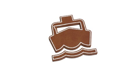 3d rendering of gingerbread symbol of boat isolated on white background