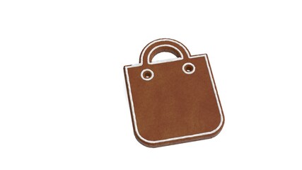 3d rendering of gingerbread symbol of bag isolated on white background