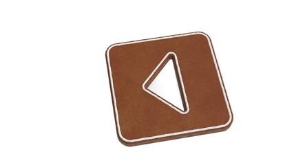 3d rendering of gingerbread symbol of caret square left isolated on white background