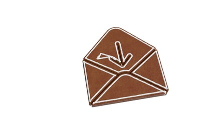 3d rendering of gingerbread symbol of paper open envelope isolated on white background
