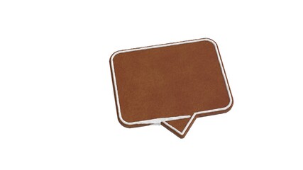 3d rendering of gingerbread symbol of rectangular chat bubble isolated on white background