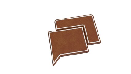 3d rendering of gingerbread symbol of rectangular chat bubbles isolated on white background