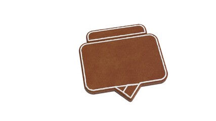 3d rendering of gingerbread symbol of rectangular chat bubbles isolated on white background