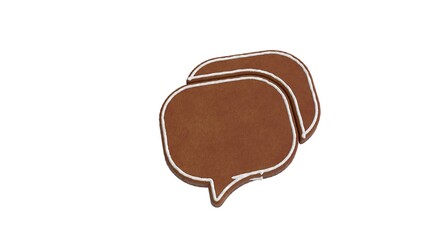 3d rendering of gingerbread symbol of rounded chat bubbles isolated on white background