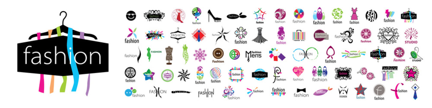 A set of vector fashion logos on a white background