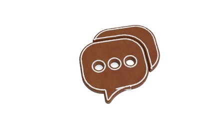 3d rendering of gingerbread symbol of two rounded chat bubble isolated on white background