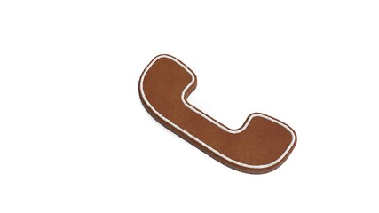 3d rendering of gingerbread symbol of communication phone isolated on white background