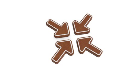 3d rendering of gingerbread symbol of compress arrows isolated on white background