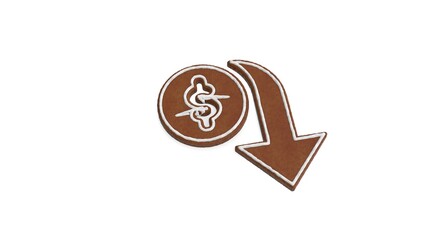 3d rendering of gingerbread symbol of devaluation isolated on white background