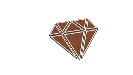 3d rendering of gingerbread symbol of diamond isolated on white background