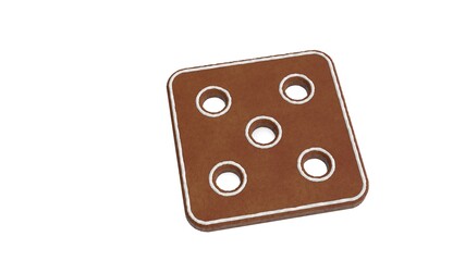 3d rendering of gingerbread symbol of dice isolated on white background