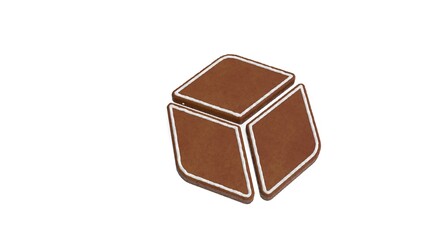 3d rendering of gingerbread symbol of dice isolated on white background