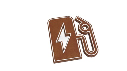 3d rendering of gingerbread symbol of electric station isolated on white background