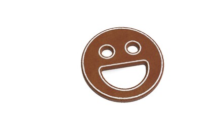 3d rendering of gingerbread symbol of emoticons joyful isolated on white background